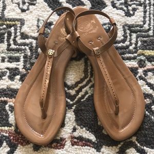 Tory Burch nude patent sandals